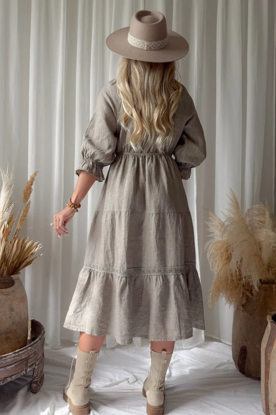 Beth Ellen pellavamekko, taupe