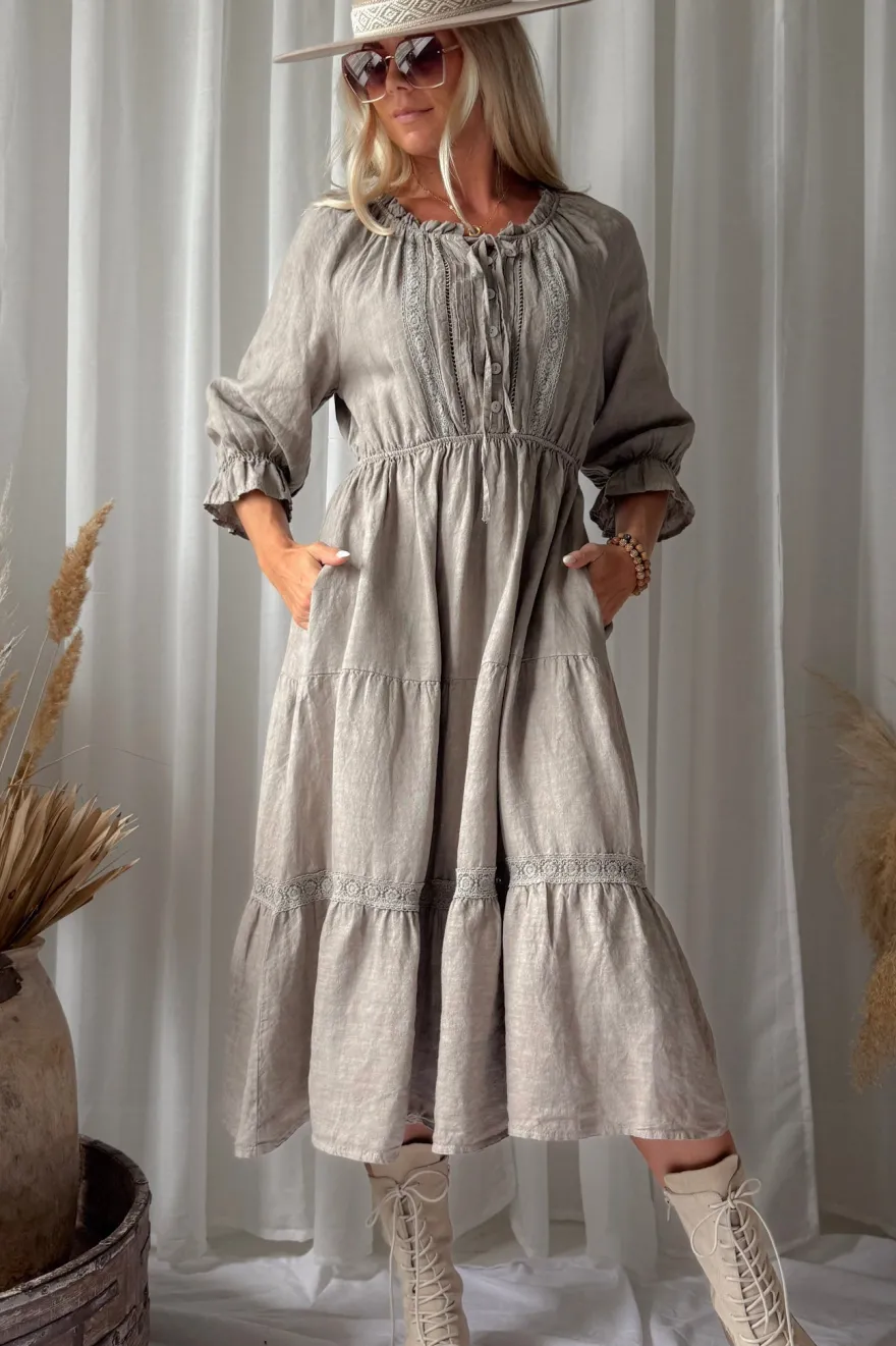 Beth Ellen pellavamekko, taupe