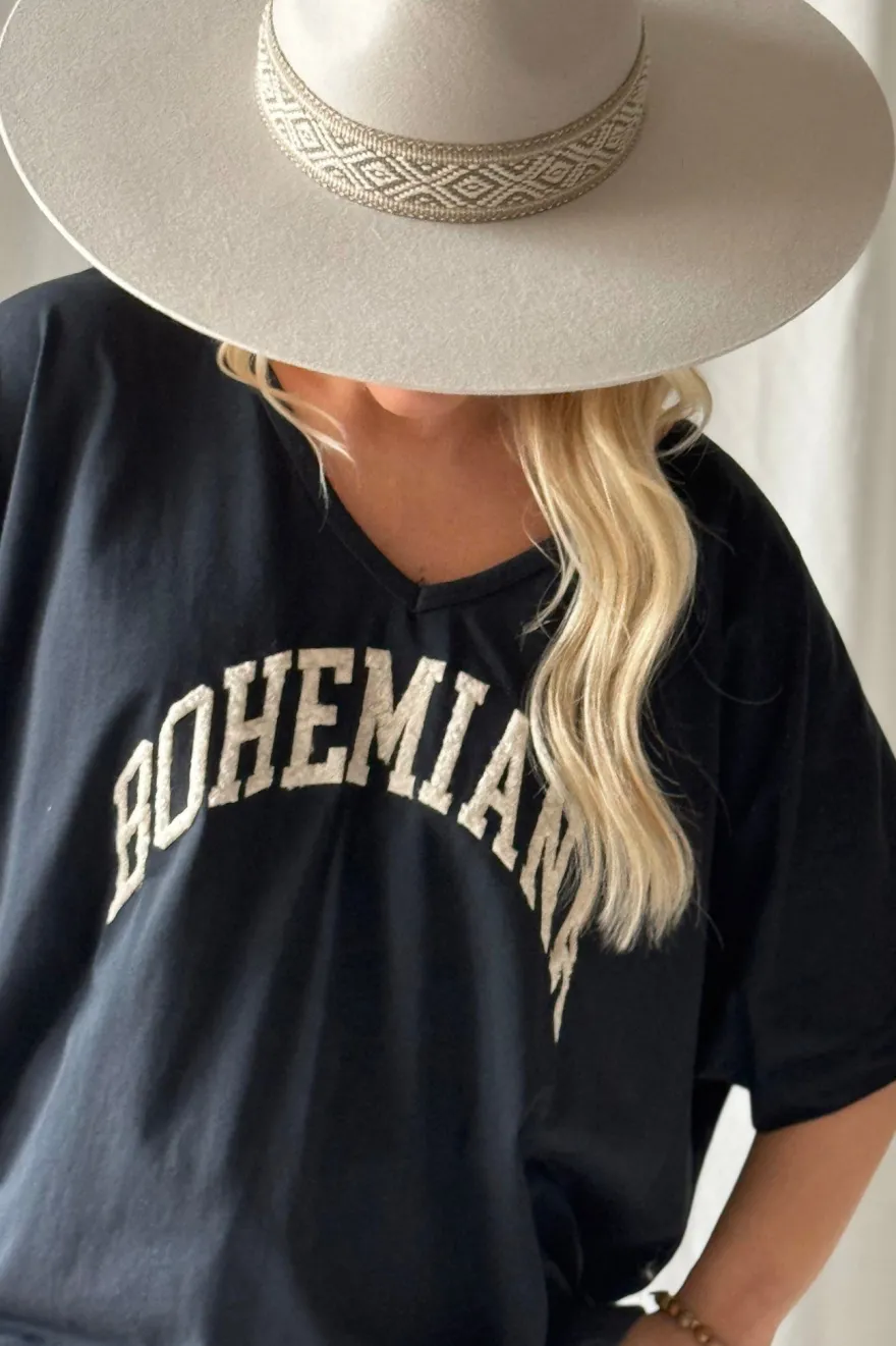 Bohemiana boucle t-paita, musta