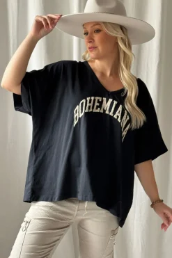Bohemiana boucle t-paita, musta
