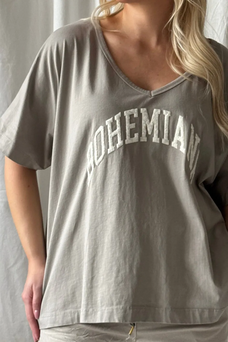 Bohemiana boucle t-paita, taupe
