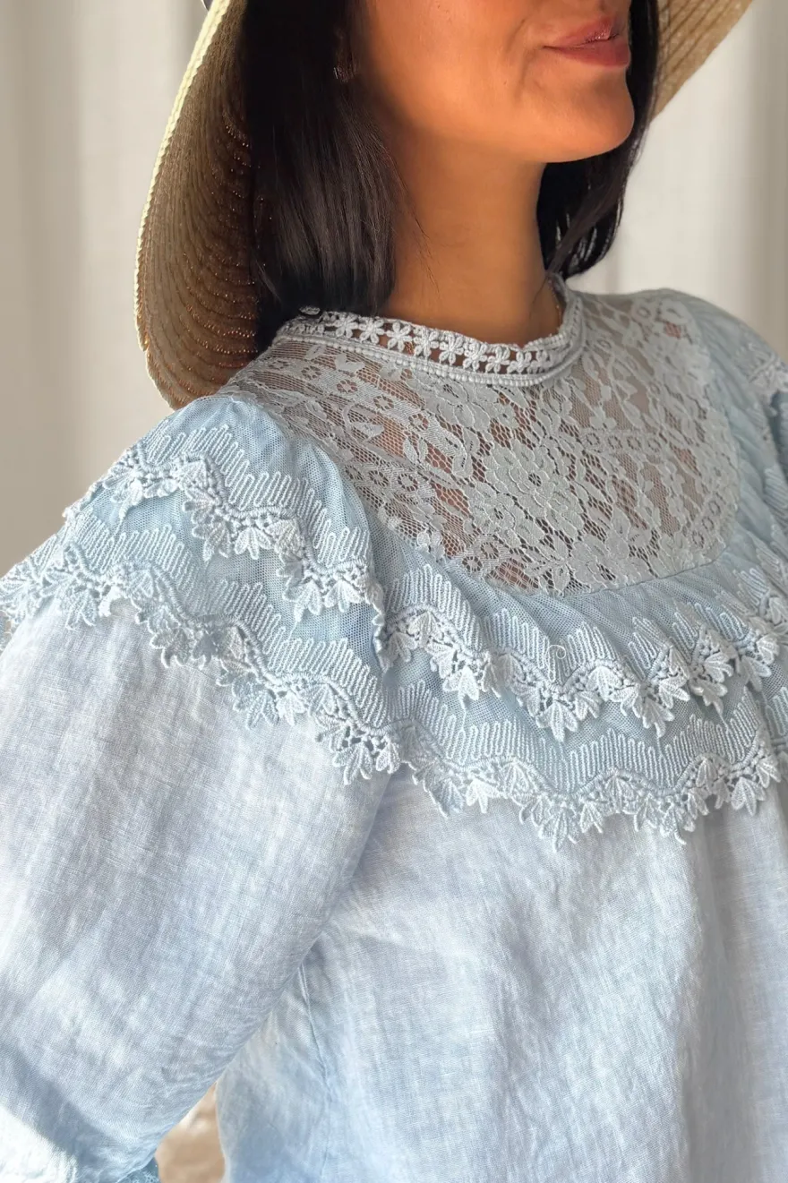 Boho Lace pellavapaita, vaaleansininen