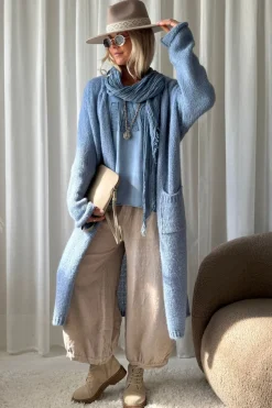 Boho mesh pellavahuivi, denim sininen