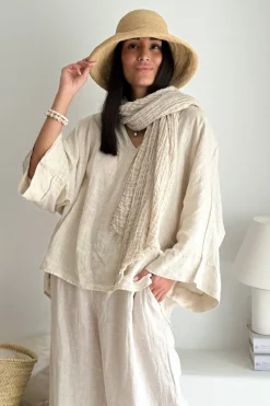 Boho mesh pellavahuivi, hiekka