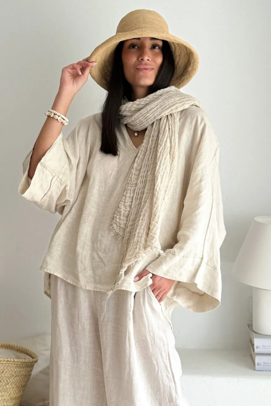 Boho mesh pellavahuivi, hiekka