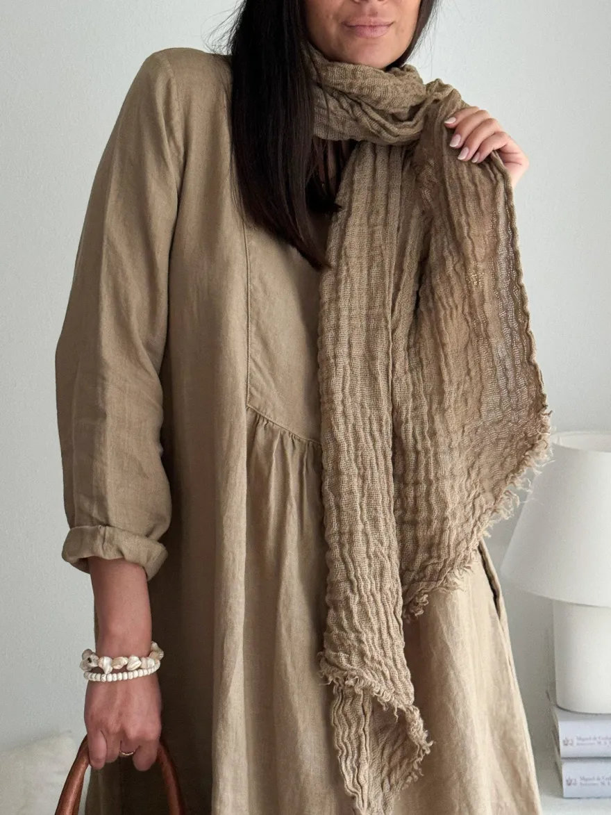 Boho mesh pellavahuivi, savanna