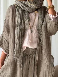 Boho mesh pellavahuivi, taupe