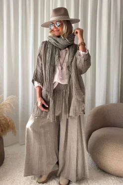 Boho mesh pellavahuivi, taupe