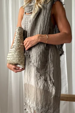 Boho mesh pellavahuivi, taupe