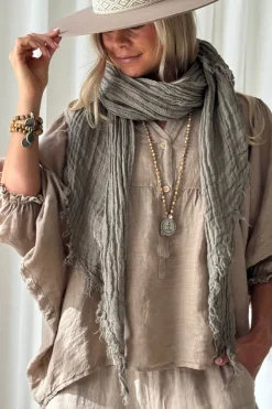 Boho mesh pellavahuivi, taupe
