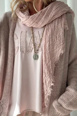 Boho mesh pellavahuivi, vaaleanpunainen