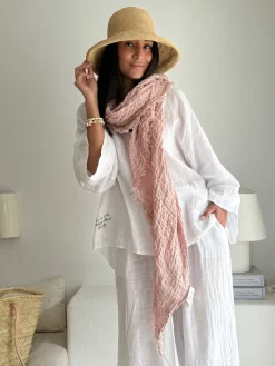 Boho mesh pellavahuivi, vaaleanpunainen