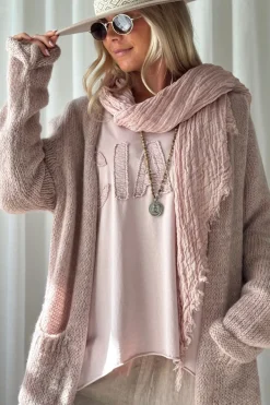 Boho mesh pellavahuivi, vaaleanpunainen
