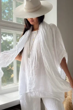 Boho mesh pellavahuivi, valkoinen