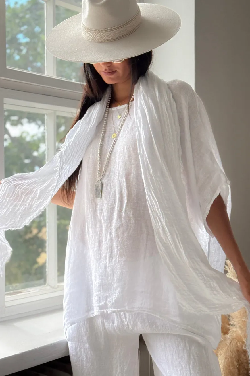 Boho mesh pellavahuivi, valkoinen