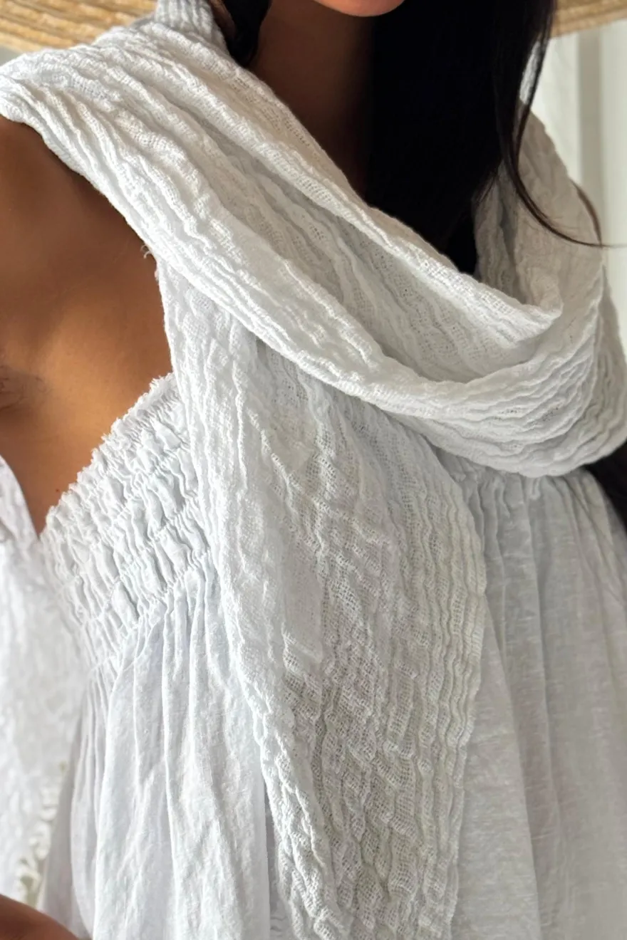 Boho mesh pellavahuivi, valkoinen