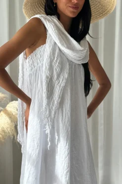 Boho mesh pellavahuivi, valkoinen