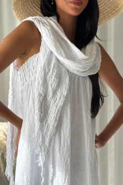 Boho mesh pellavahuivi, valkoinen