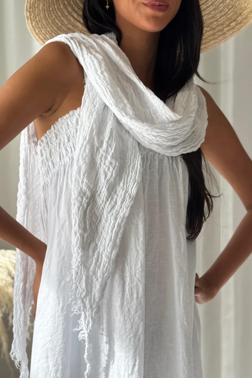 Boho mesh pellavahuivi, valkoinen