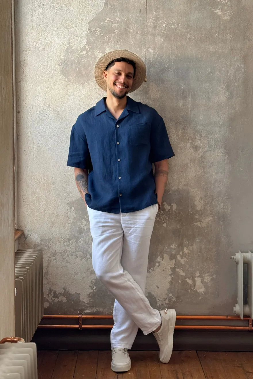 Boxy pellavapaita, navy