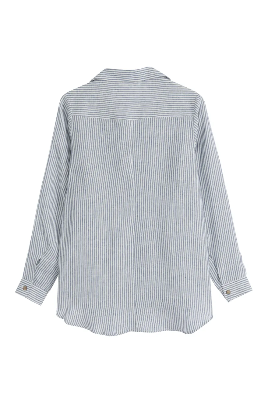 Boyfriend pellavapaitis, blue stripe