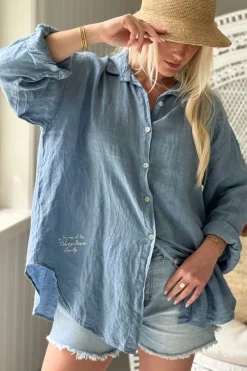 Breezy pellavapaita, denim blue