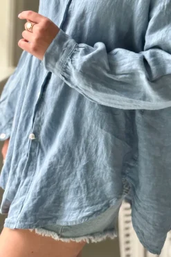 Breezy pellavapaita, denim blue