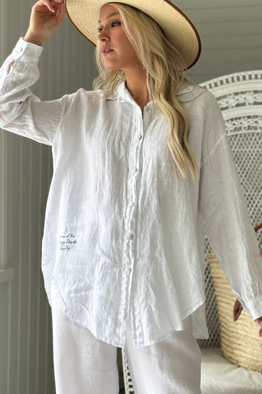 Breezy pellavapaita, white