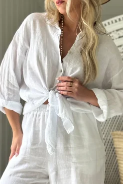Breezy pellavapaita, white