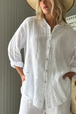 Breezy pellavapaita, white