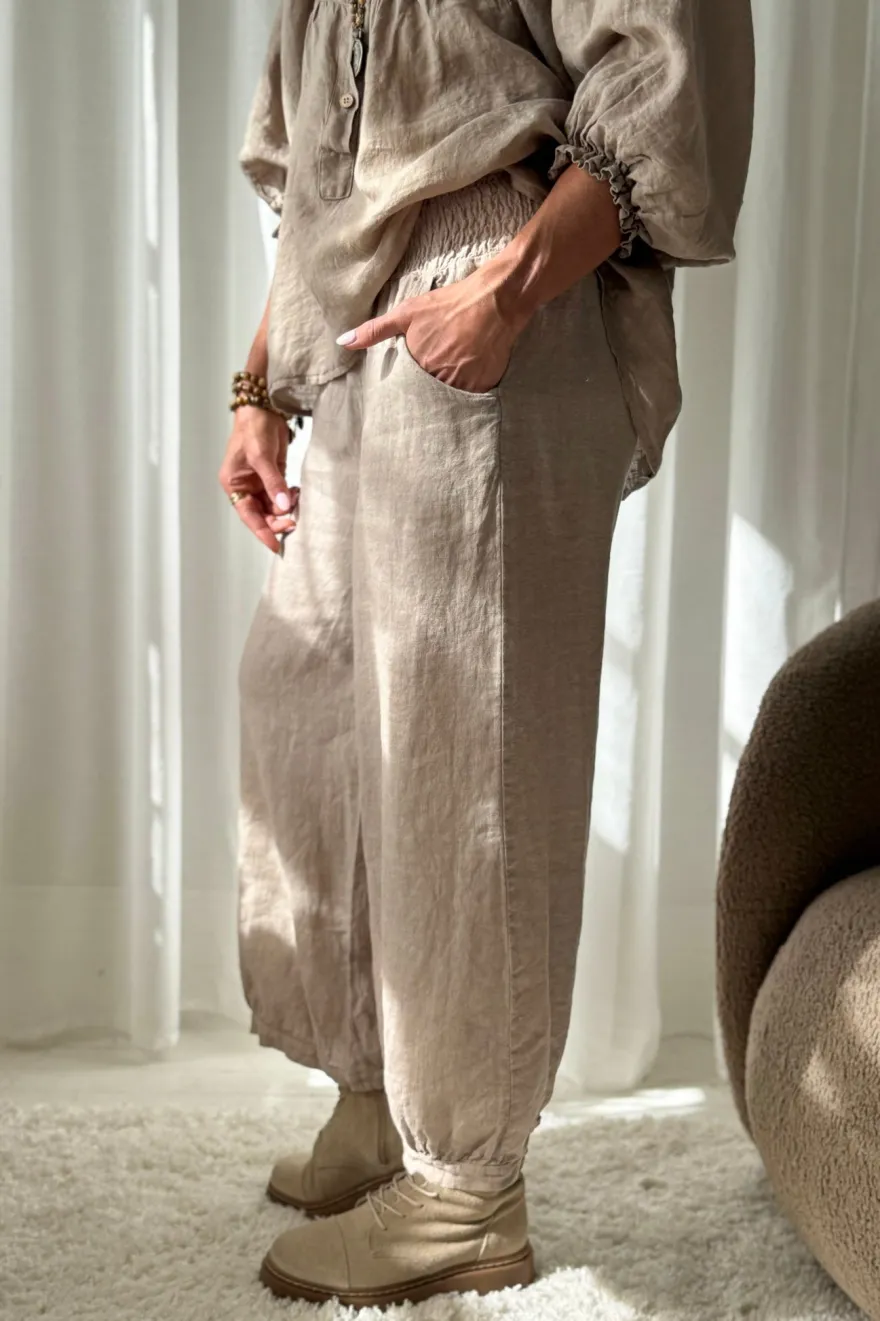Bubble Boho pellavahousut, cashmere