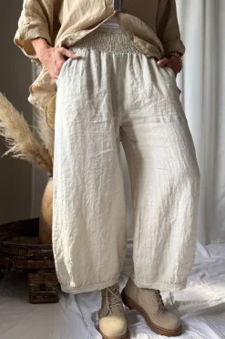 Bubble Boho pellavahousut, hiekka