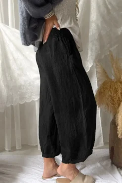 Bubble Boho pellavahousut, musta
