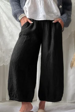 Bubble Boho pellavahousut, musta