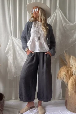 Bubble Boho pellavahousut, smoke