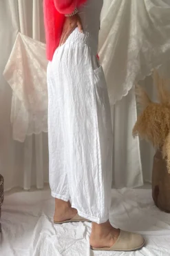 Bubble Boho pellavahousut, valkoinen