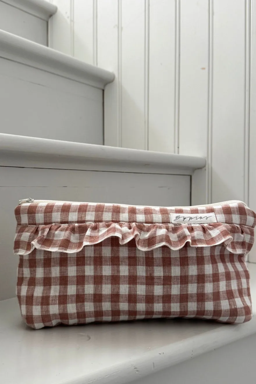 Bypias pellavatoilettilaukku, pepperosa check