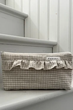 Bypias pellavatoilettilaukku,beige check