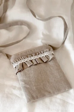 Bypias puhelinlaukku, natural + valkoinen pitsi