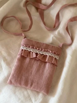 Bypias puhelinlaukku, sorbet pink + valkoinen pitsi