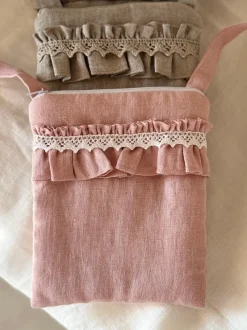 Bypias puhelinlaukku, sorbet pink + valkoinen pitsi
