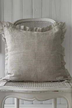 Bypias Ruffle pellavatyynyliina, beige check
