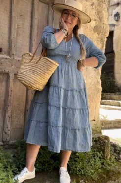Celina pellavamekko, denim blue