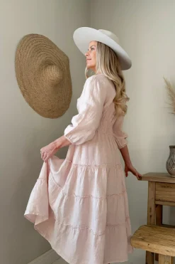Celina pellavamekko, vaaleanpunainen