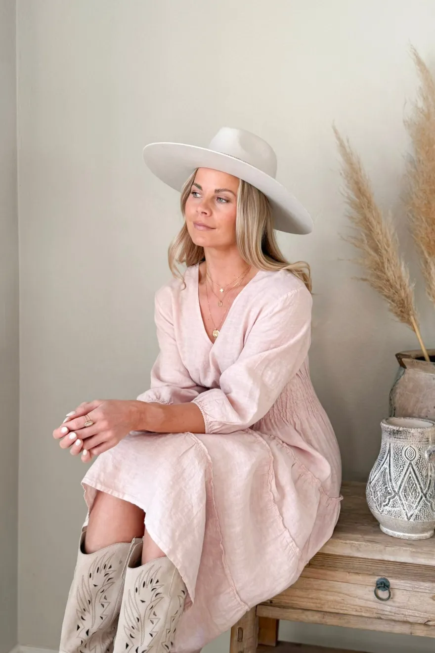 Celina pellavamekko, vaaleanpunainen
