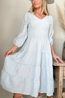 Celina pellavamekko, vaaleansininen