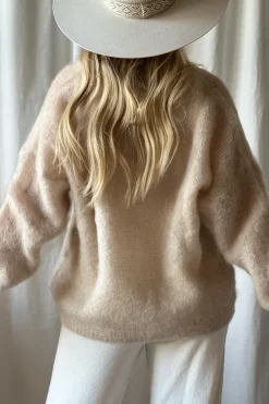 Coziness mohairneuletakki, beige