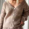 Coziness mohairneuletakki, taupe
