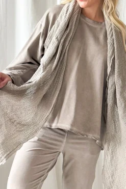 Crochet mesh puuvillahuivi, taupe