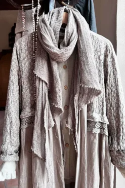 Crochet mesh puuvillahuivi, taupe